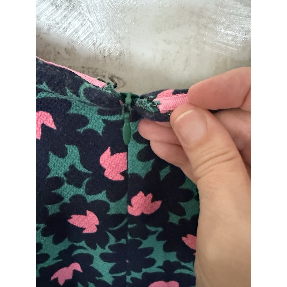Boden Louise Textured Forest Bloom Midi‎ Sheath Dress Pockets Size 10 Green Pink - Picture 9 of 13